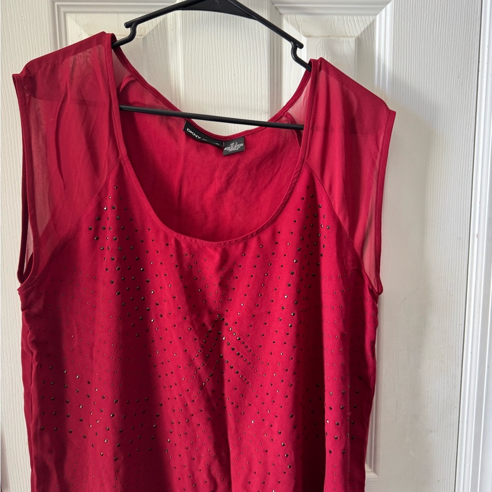 Dkny Red Sleeveless Blouse